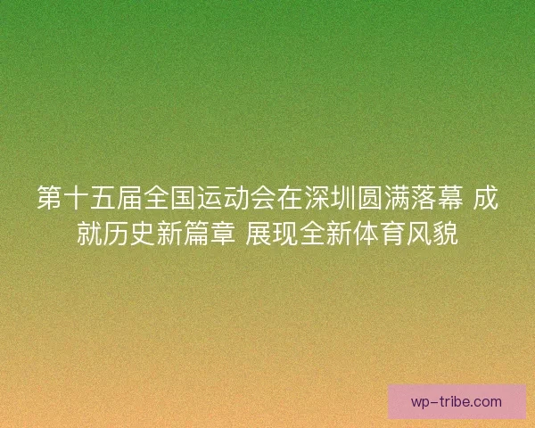 第十五届全国运动会在深圳圆满落幕 成就历史新篇章 展现全新体育风貌
