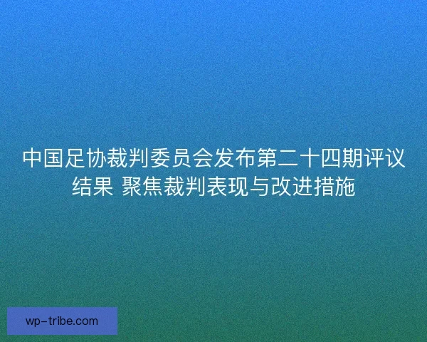 中国足协裁判委员会发布第二十四期评议结果 聚焦裁判表现与改进措施